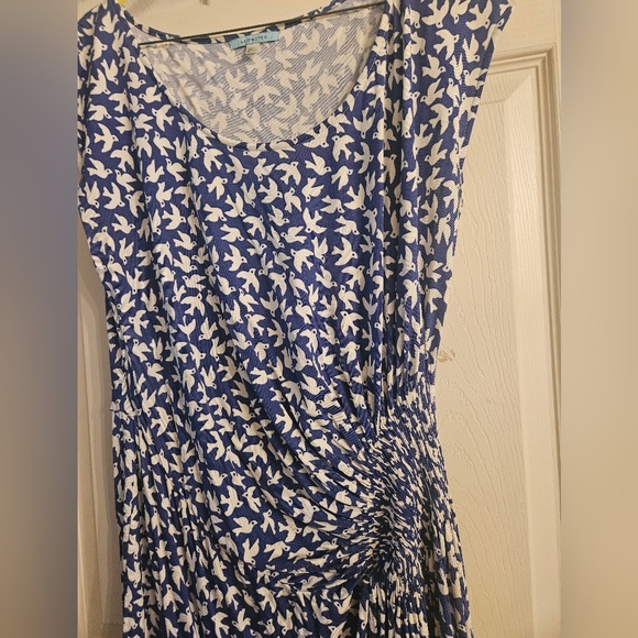 Anthropologie Leifnotes Blue and White Print Dress Large - Picture 2 of 8